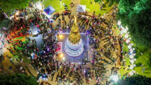 Árbol de navidad ilumina la Plaza Balmaceda